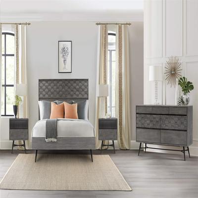 Clihome Modern 61-Inch Gray Acacia Wood Sideboard Buffet, with Storage