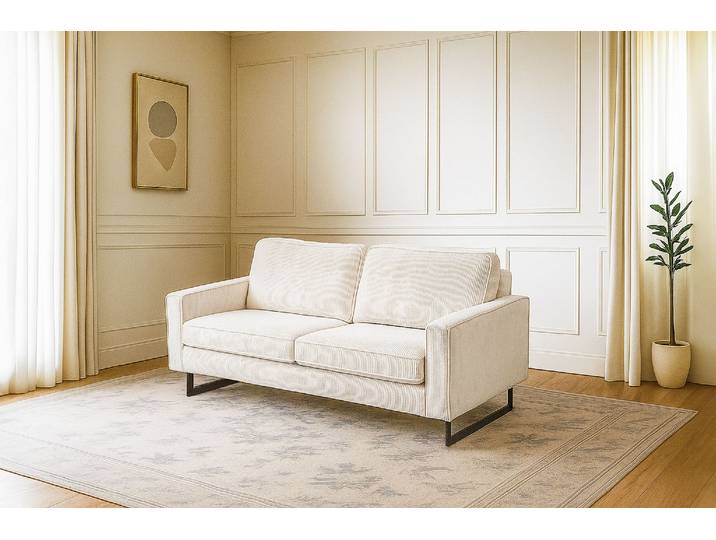 2-Sitzer Sofa, Cord, Beige, 166×97 cm, Wellenunterfederung, Modern, Places of Style