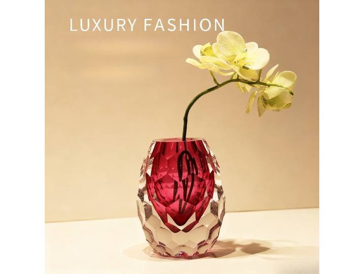 Dispositif d'arrangement de fleurs, lumière moderne, Art de luxe, Vase en cristal coupé en diamant, salon, Table à manger, Vase en verre, décoration