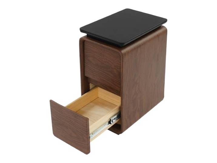 Nachttisch Massivholz mit 2 Schubladen Kunstleder Metall 25x40x50cm Massivholz & Kunstleder – 2 leise Schubladen, 30 kg Belastbarkeit, sofort nutzbar