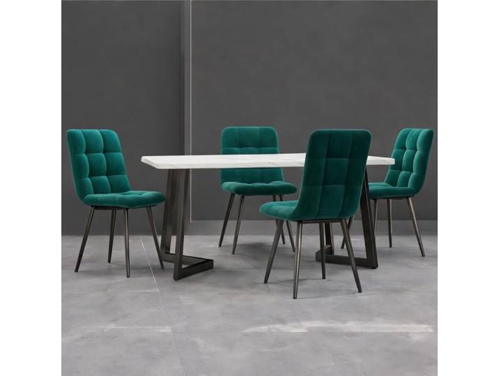 Classic green ensemble table à manger contemporain 1 table rectangulaire + 4 chaises pour cuisine et salle à manger