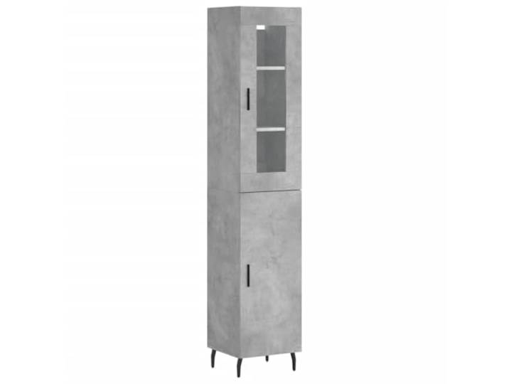 GFMGUEMV Highboard Betongrau 34,5x34x180 cm Holzwerkstoff Stehschrank, Metallfüße, viel Stauraum, langlebig, stabil, glatte Oberfläche, feuchtigkeitsbeständig