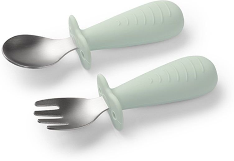 BabyOno Be Active Stainless Steel Spoon and Fork couvert pour enfant Mint 12m+ 2 pcs