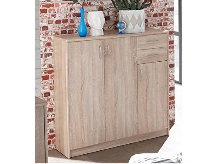 möbelando Kommode Beistellschrank Sideboard Anrichte Standschrank Holzkommode Olli VI Sonoma-Eiche