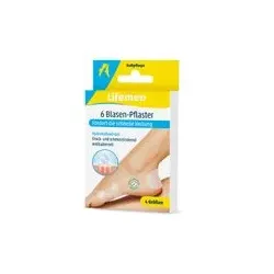 Lifemed Blasenpflaster transparent | 6 Stück | Hydrokolloid Pflaster in 4 Größen für Füße