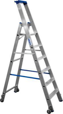 Alu-Stufenstehleiter, fahrbar, 6 Stufen
