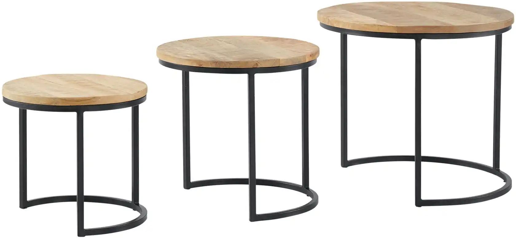 Höffner Beistelltisch 3er-Set  Round ¦ holzfarben