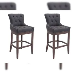 CLP 2er Set Barhocker Lakewood Stoff dunkelgrau/antik
