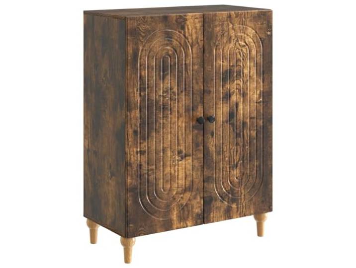 TEKGHUT Sideboard Räuchereiche 66 x 34,5 x 90 cm Holzwerkstoff Modernes Design, gestreiftes Muster, Regale, 90°-Pendeltüren, rechteckig, Wohnzimmer, Esszimmer