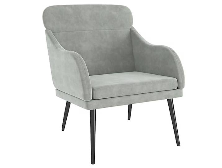 KDVXBCQJH Sessel Hellgrau 63x76x80 cm Samt Relaxsessel Metallgestell Bequemer Polstersessel aus Samt mit robuster Metallkonstruktion für Wohnzimmer, Schlafzimmer und Leseecke.