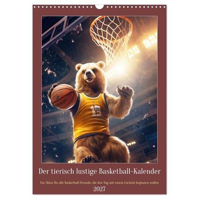 Der tierisch lustige Basketball-Kalender (Wandkalender 2027 DIN A3 hoch), CALVENDO Monatskalender