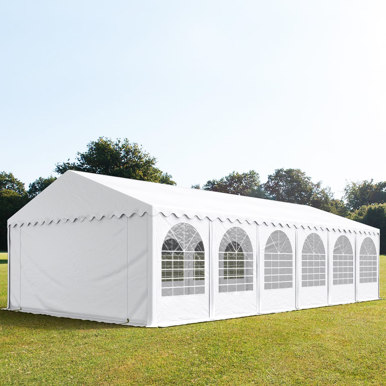 TOOLPORT 5x12m Partyzelt, PVC-Plane, weiß, mit Bodenrahmen - (5360)