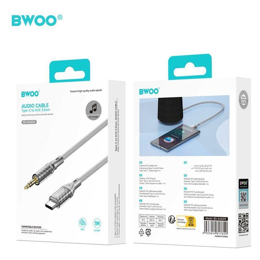 Bwoo AUX Cable Type C to 3.5mm Jack audio AUX074 (1 m, AUX Kabel) (66491732)