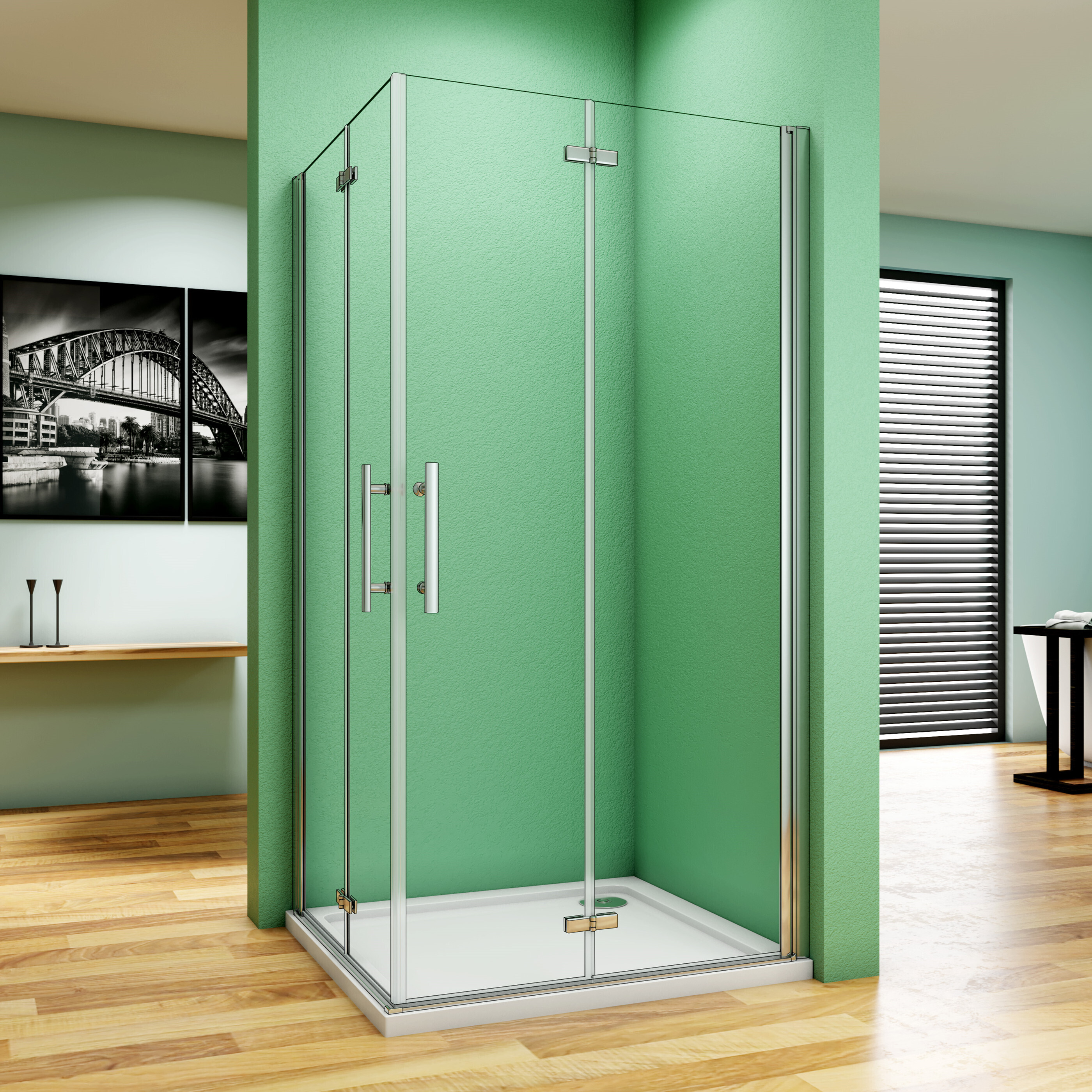 Duschkabine 76X120X185cm Duschabtrennung Dusche Duschwand Eckeinstieg Falttüren Duschtür mit 6mm Sicherheitsglas Scharniertür