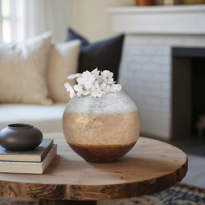 Sagebrook Home Gold Ombre Round Vase, White/Gold, Ombre