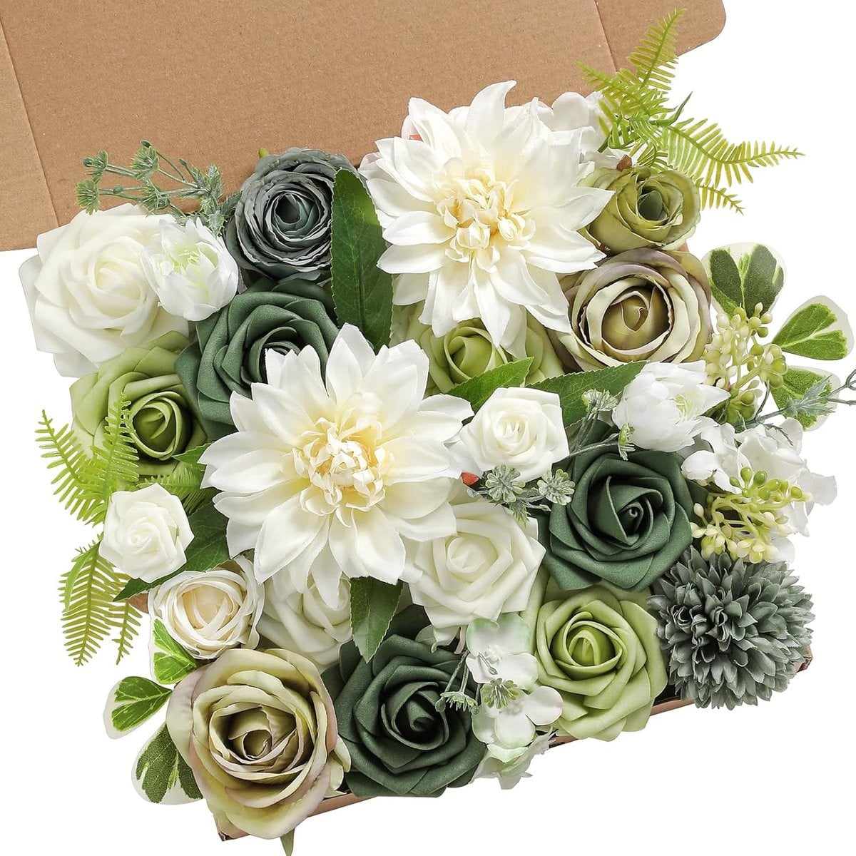 Set van 24 kunstbloemen in gemengde kleuren voor decoratie en DIY-projecten