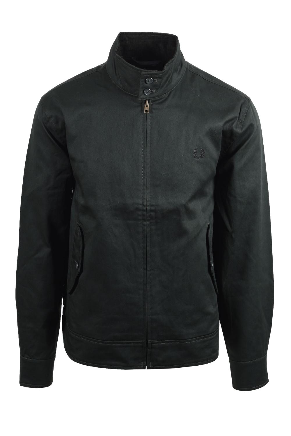 Fred Perry Gewaxte Katoenen Harrington Jacket Nachtgroen