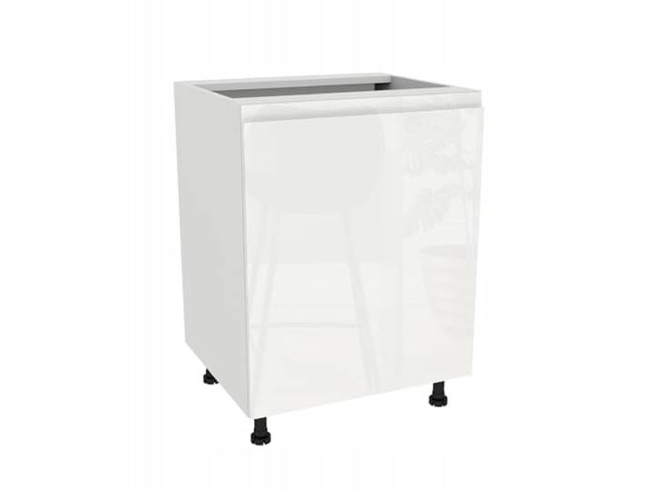 Laclar FREZO Spülenunterschrank - Grifflos - Soft-Close - Hochglanz - Funktional & Elegant für Ihre Küche - 60x48,5x72 cm - Weiß, Front: Hochglanz Weiß grifflos - mit 1 Einlegeboden