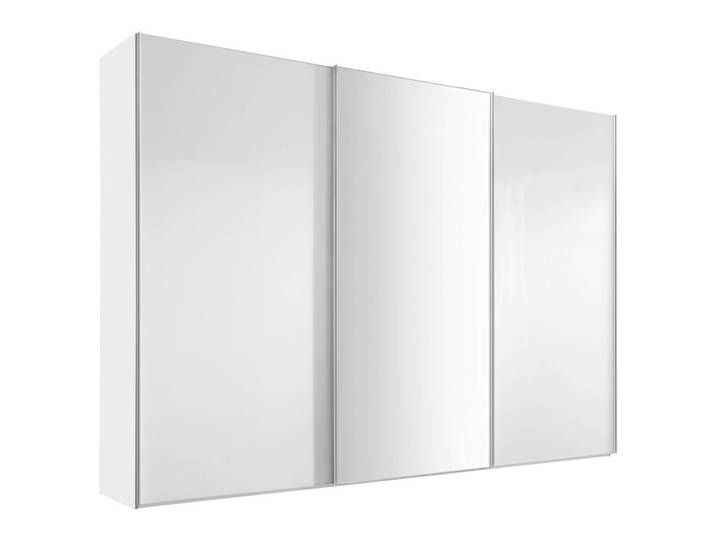 Moderano Schwebetürenschrank Sigma Rom, Weiß, Glas, 6 Fächer, 280x222x68 cm, Lga, Goldenes M, BQ - Bündnis für Qualität, Made in Germany, Typenauswahl, Beimöbel erhältlich, umfangreiches Zubehör in verschiedenen Größen Holzdekoren erhältlich, Schlafzimmer, Kleiderschränke, Kleiderschränke mit Spiegel
