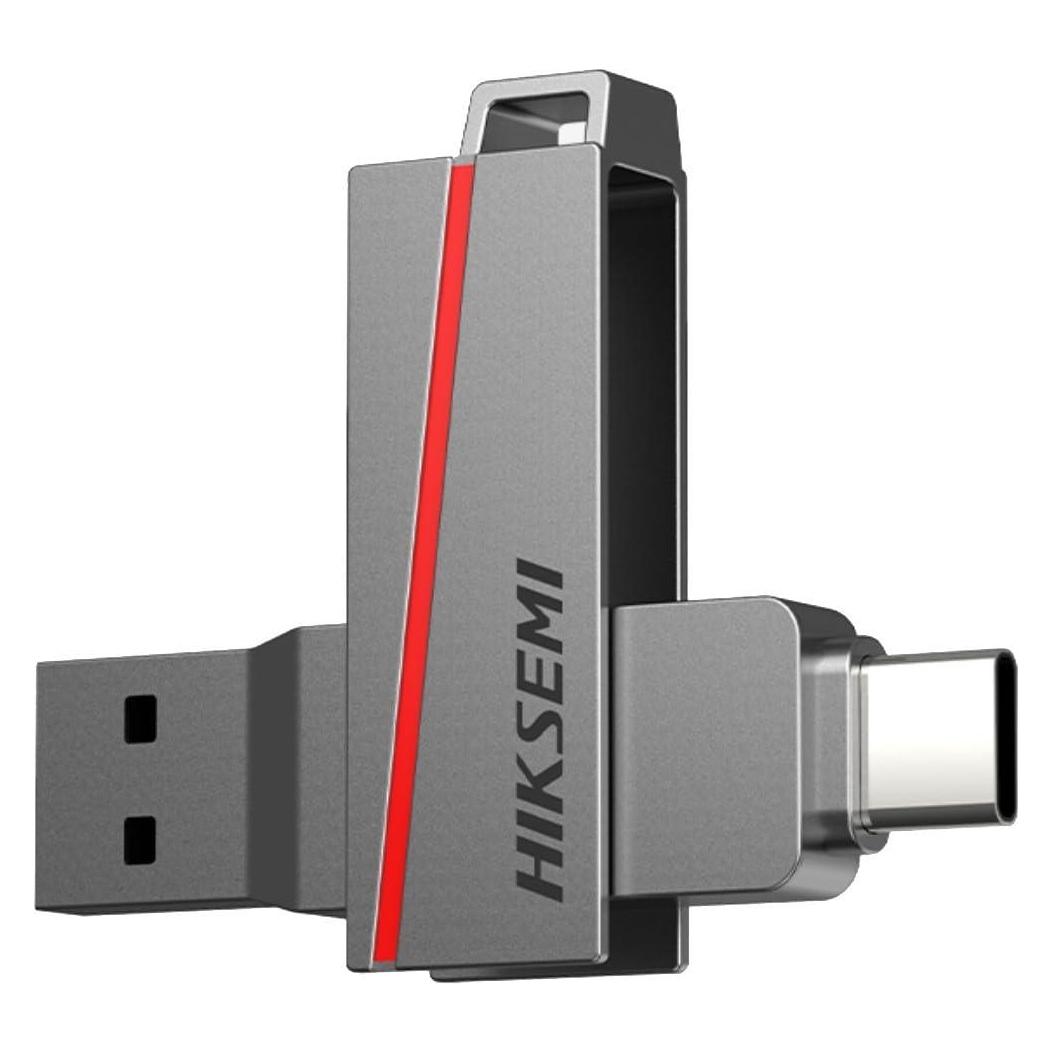 Hiksemi CLE USB 64 GB Série E307C U3 Dual USB 3.2 et USB Type C Coloris Grey (64 GB, USB-A, USB-C) (HS-USB-E307C(STD)/64G/U3/NEWSEMI/WW)