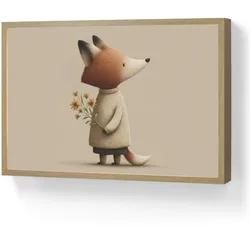 WANDLEUCHTE MIT AKKU Fuchs - Gelbe Blumen - Minimalistisch Beleuchtung 60x40 cm Wandlampe