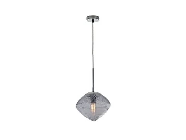 Pendelleuchte GREENWICH Relieflinien Kristall Rauchglas Blau Pedant Ø26cm