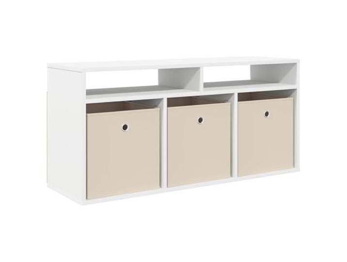 KTHLBRH Lowboard mit Schublade weiß 102 x 32 x 48,5 cm Technisches Holz, eingelassene Griffe, großer Raum, modernes Design, vielseitig einsetzbar