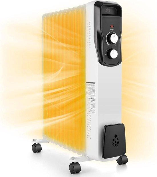 Coocheer Elektrische Olieradiator met 11 ribben - 2500 W - Witgrijs