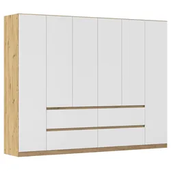 Drehtürenschrank Mainz Weiß, Eiche Artisan