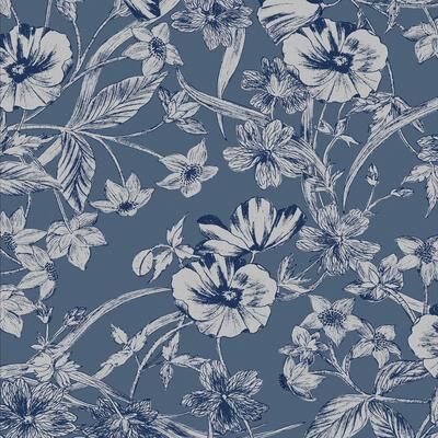 Laura Ashley Summerhill Midnight Blue Wallpaper