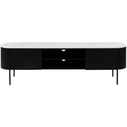 TV-Board Mango 200x36x51 schwarz lackiert / Marmor weiß BARCELONA #110