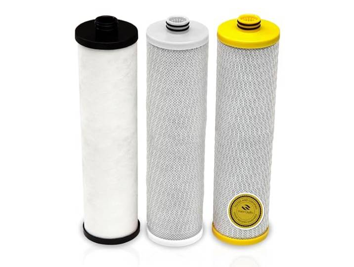Aquasana Ersatz-Filterkartuschen für 3-stufiges Max Flow Claryum Wasserfiltersystem unter der Spüle, filtert 99% des Chlors – 3 Stück – AQ-5300+R