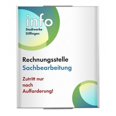 OSLO Wandschild DIN A4 hoch | Aluminium silber | entspiegelte Abdeckung | 297 x 213 mm | Leitsystem | Türschild Büro | Büroschild | Wegweiser