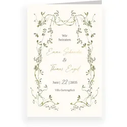 Hochzeit Einladungskarte in Creme mit eigenen Fotos gestalten im Design "Einladungskarte Hochzeit: Frühlingserwachen in Creme" - Musterkarte - Karten einfach online bei wunderkarten gestalten und...