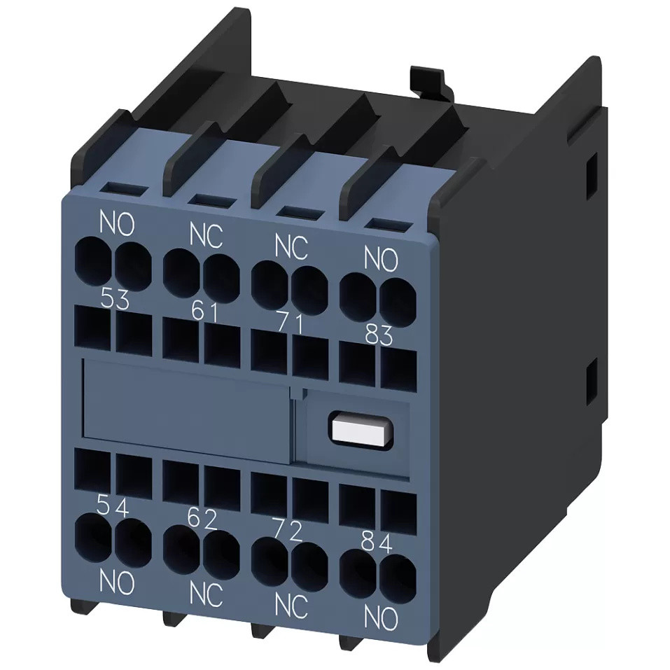 Siemens 3RH29112GA22 hulpcontactblok, 2S + 2Ö, S00, front, aansluiting met veerdruk