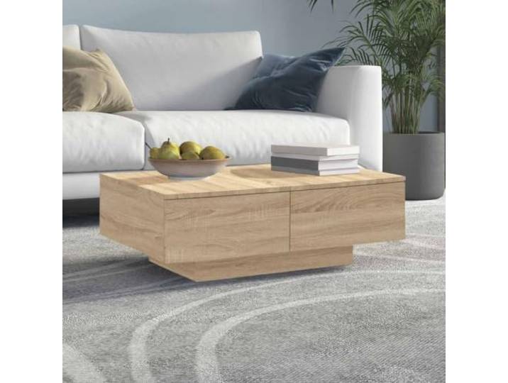 HEFZGDB Couchtisch Sonoma-Eiche 90x60x31 cm Holzwerkstoff mit robuster Tischplatte für Getränke und Snacks, ideal für Dekoartikel und Bücher, leicht zu reinigen, praktischer