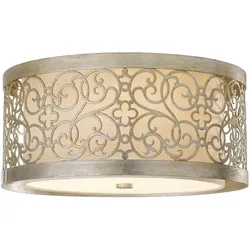 Elstead Lighting, Deckenleuchte, Arabesque Deckenleuchte E27 2-fach Blattsilber Patina (E27)
