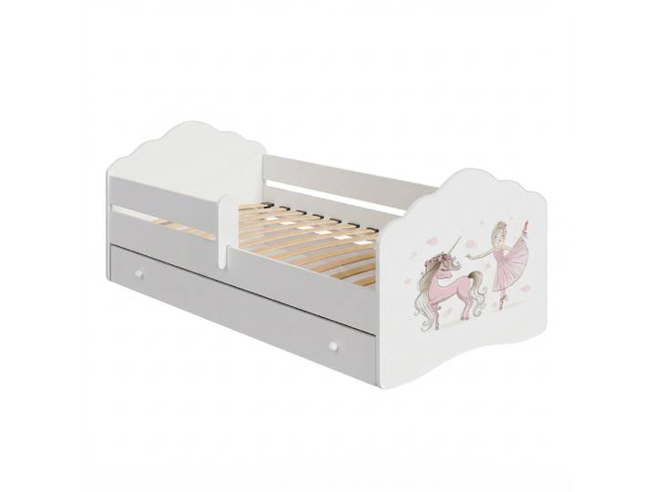 Fala Lit D'Enfant Avec Tiroir Et Tringle 80x160 Fille Avec Licorne