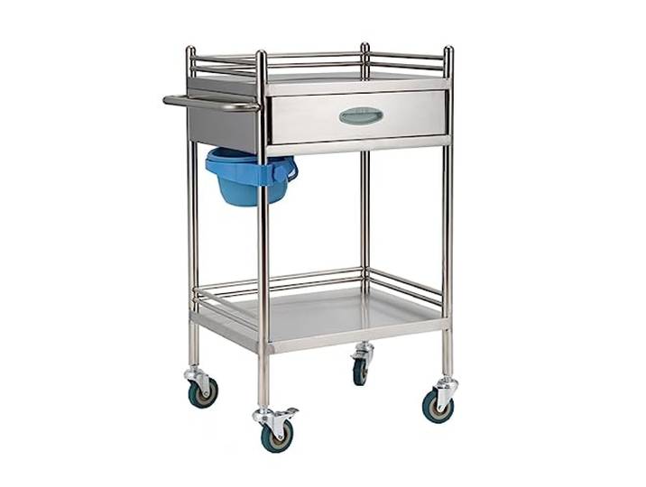 2-stufiger Medizinischer Laborwagen mit Schublade Edelstahl-rollwagen Für Medizinische Laborgeräte Wagenwagen Für Laborkrankenhauskliniken Maximale Belastung 100kg