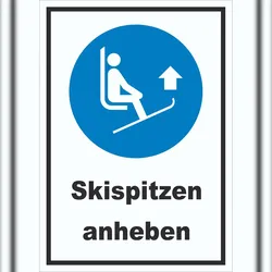HB-Druck Skispitzen anheben Schild A1 Rückseite selbstklebend