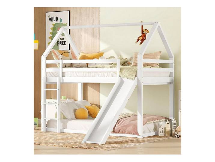 LuxusKollektion Etagenbett Kinder Etagenbett Haus mit Rutsche 90x200 (1-St)