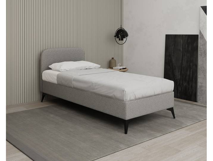 MAVILO 90x200cm, Polsterbett, Einzelbett, Stoff Grau - Raven 06