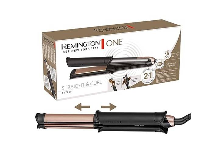 Remington Stijltang & Krultang [2in1 Multistyler] ONE Straight & Curl Styler (Steil/Krul Stand) 150-230°C, digitaal display, Straightener S6077