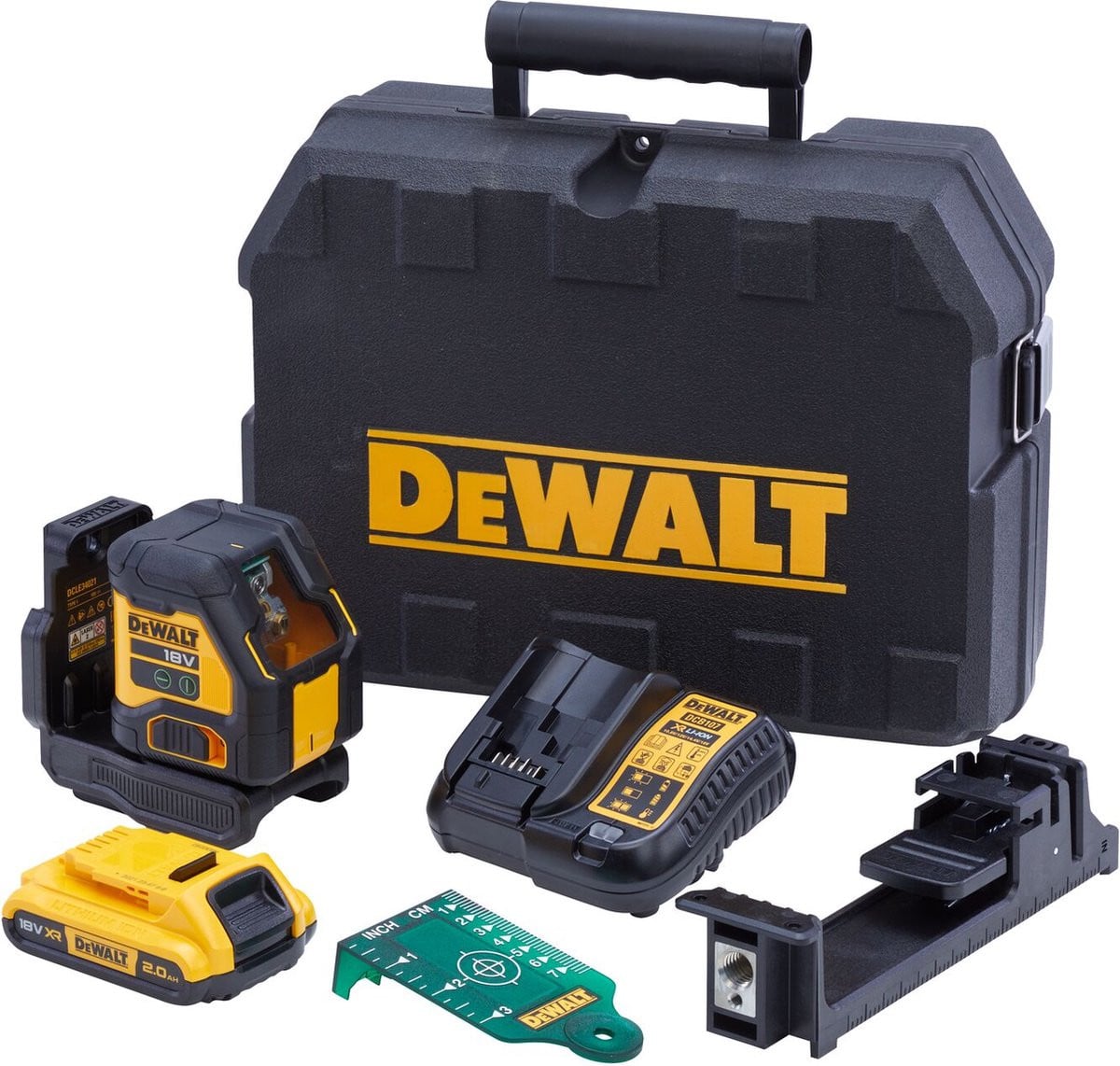 DeWALT DCLE34021D1 Compacte kruislijnlaser groen 18V XR met 2,0 Ah accu en TSTAK koffer