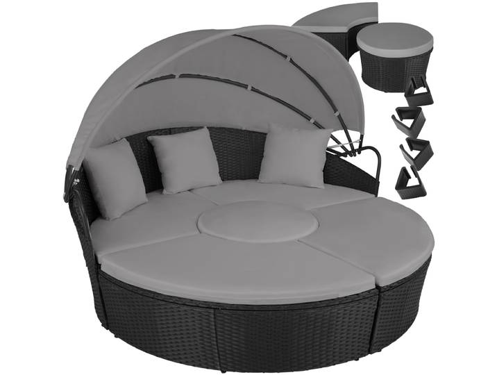 Bain de soleil rond modulable SANTORIN - noir