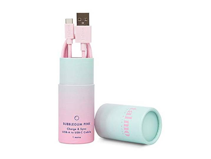 Talmo oplaad- en synchronisatiekabel, USB-C naar USB-A (voor anroid), 1 m, Bubblegum Pink
