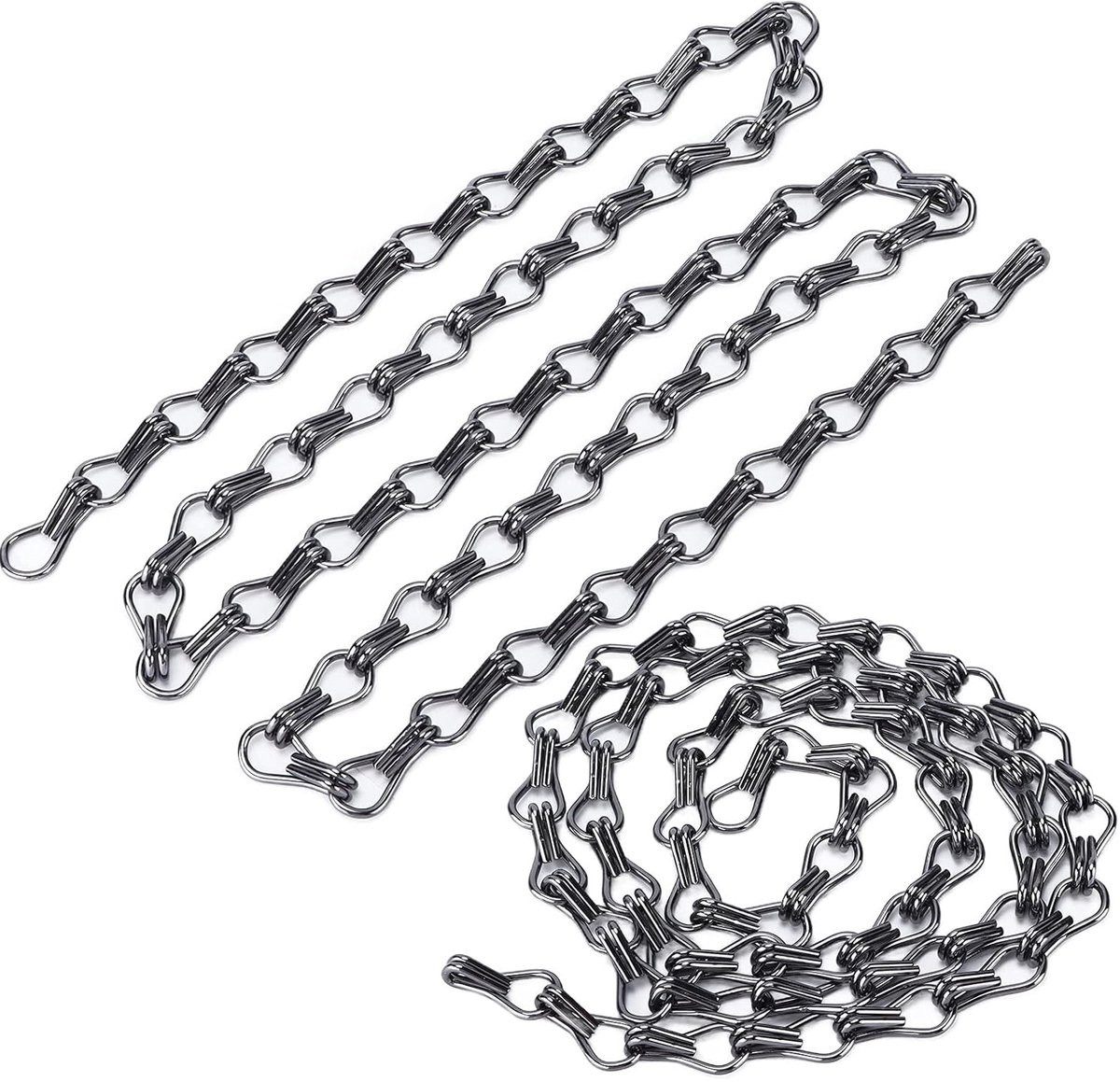 Set van 2 grijze ophangkettingen van roestvrij aluminium, 2 meter