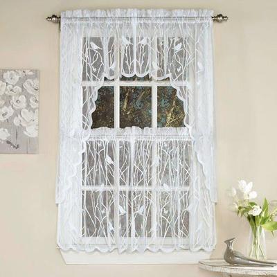 H.c. International, Inc. Troubadour Lace Tier Pair, 56 x 36, White