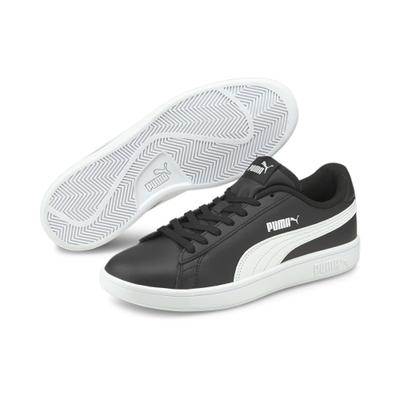 Sneaker PUMA "SMASH V2 L" Gr. 47, schwarz-weiß (puma schwarz, puma weiß), Schuhe, Herren, 47, Textil, Leder, Sneaker, atmungsaktives Obermaterial aus Leder und Synthetik, Schnürung