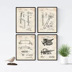 POSTER Set mit 4 Jahrgang Patenten Werkzeuge 2 A4 Rahmenlos